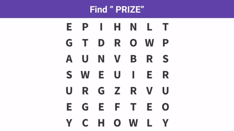 Word Search Puzzle Only eagle eyes can spot ”prize” in 8 seconds!